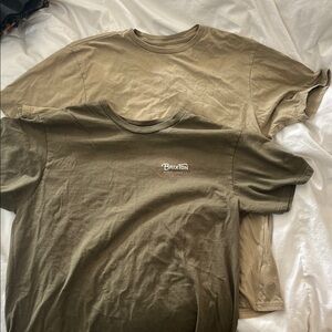 Brixton Men's Green and Beige Short Sleeve Tees